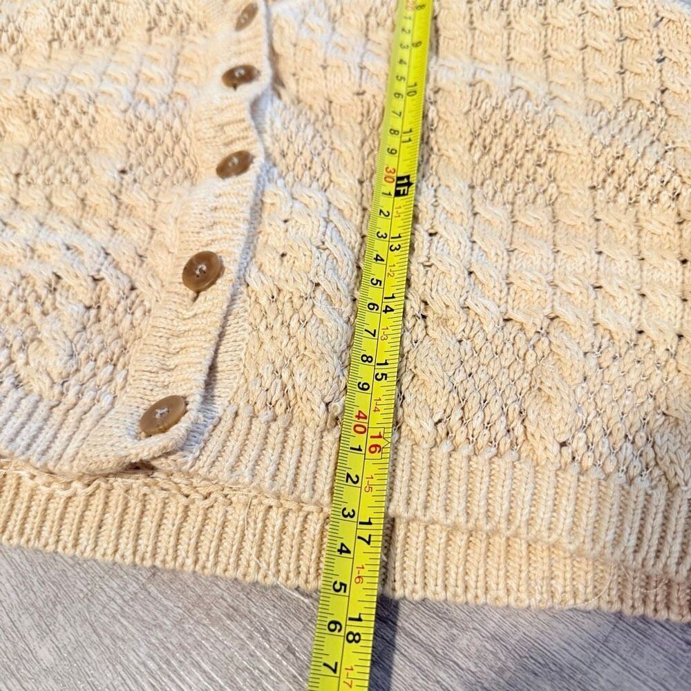 Vintage Liz Claiborne Linen Crochet Woven Sweater Vest Tan Medium - Picture 7 of 7